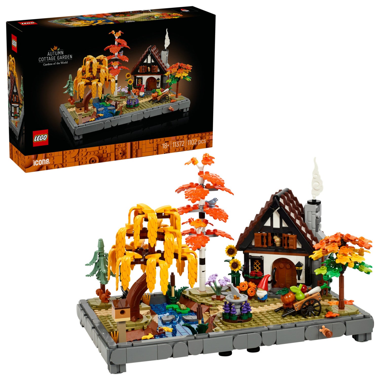 LEGO Icons Giardino Autunnale del Cottage 11372 Set da Costruzione per Adulti 1102 Pezzi