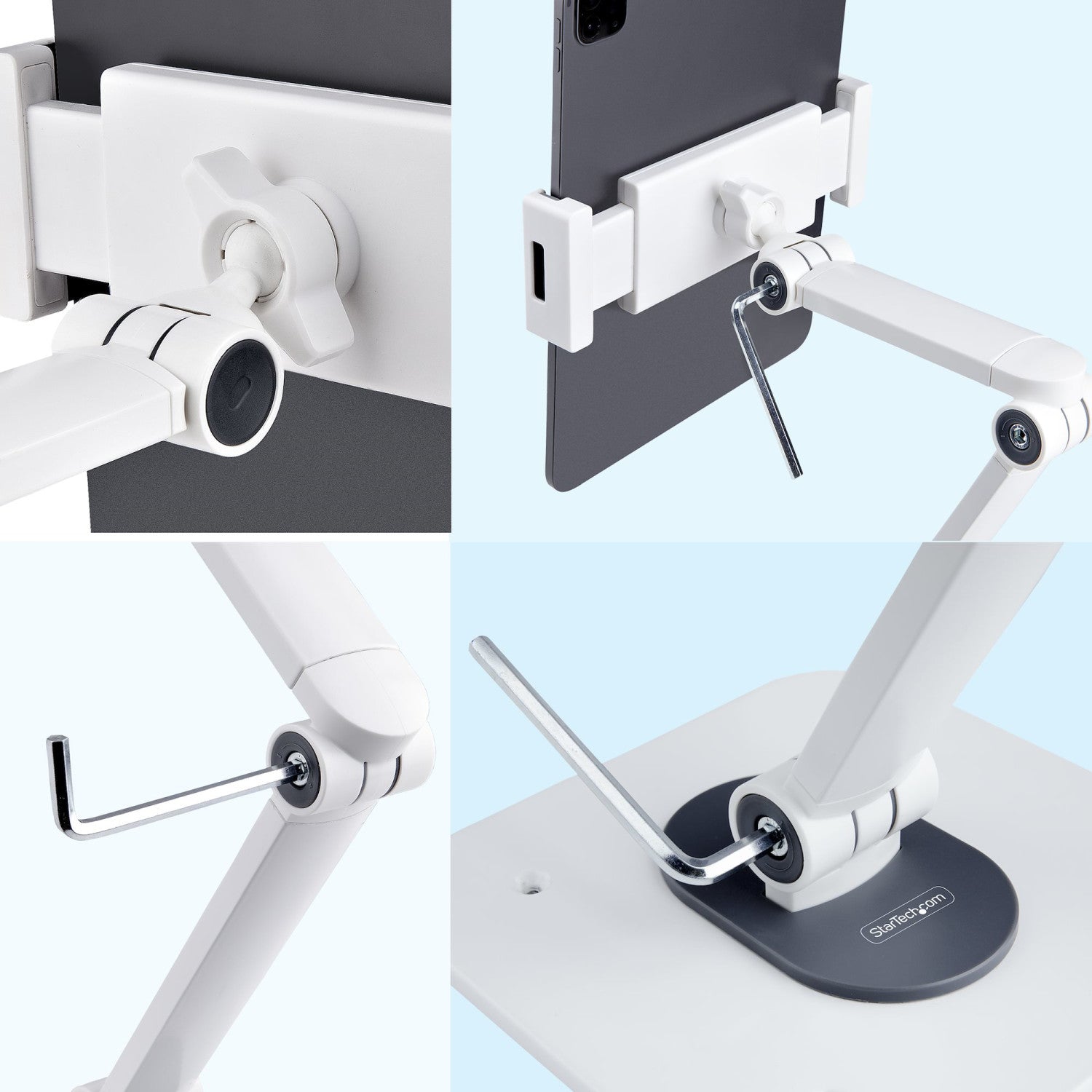 StarTech.com ADJ TABLET STAND Supporto Multimediale per Tablet con Braccio Bianco