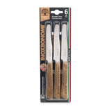 Bonomi Set 6 Coltelli da Tavola Wood Natur Lama Acciaio Inox Manico Polipropilene Legno Naturale