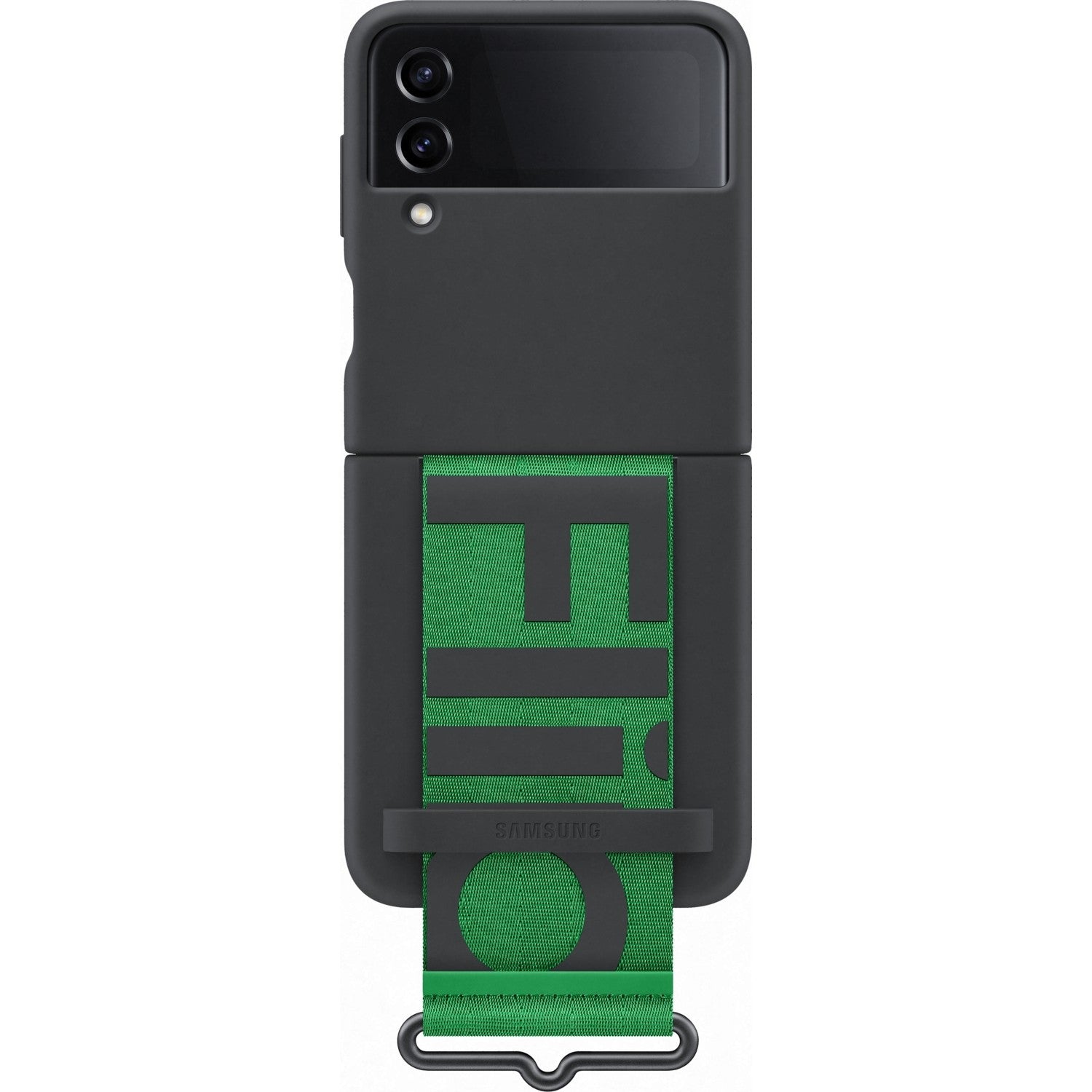 Cover in Silicone Samsung EF-GF721TBEGWW con Strap per Galaxy Z Flip4 SM-F721B Nero Verde