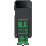 Cover in Silicone Samsung EF-GF721TBEGWW con Strap per Galaxy Z Flip4 SM-F721B Nero Verde