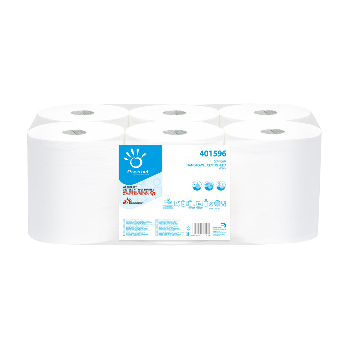 Papernet 401596 asciugamano di carta 450 fogli Cellulosa Bianco 37,25 m