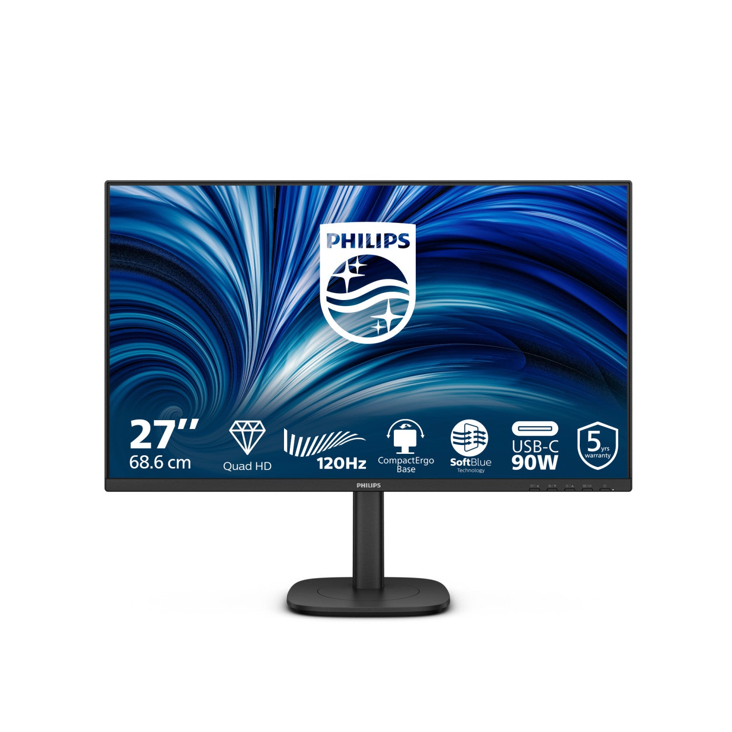 Philips 3000 series 27B2U3601/00 Monitor PC 68,6 cm (27") 2560 x 1440 Pixel Quad HD LCD Nero
