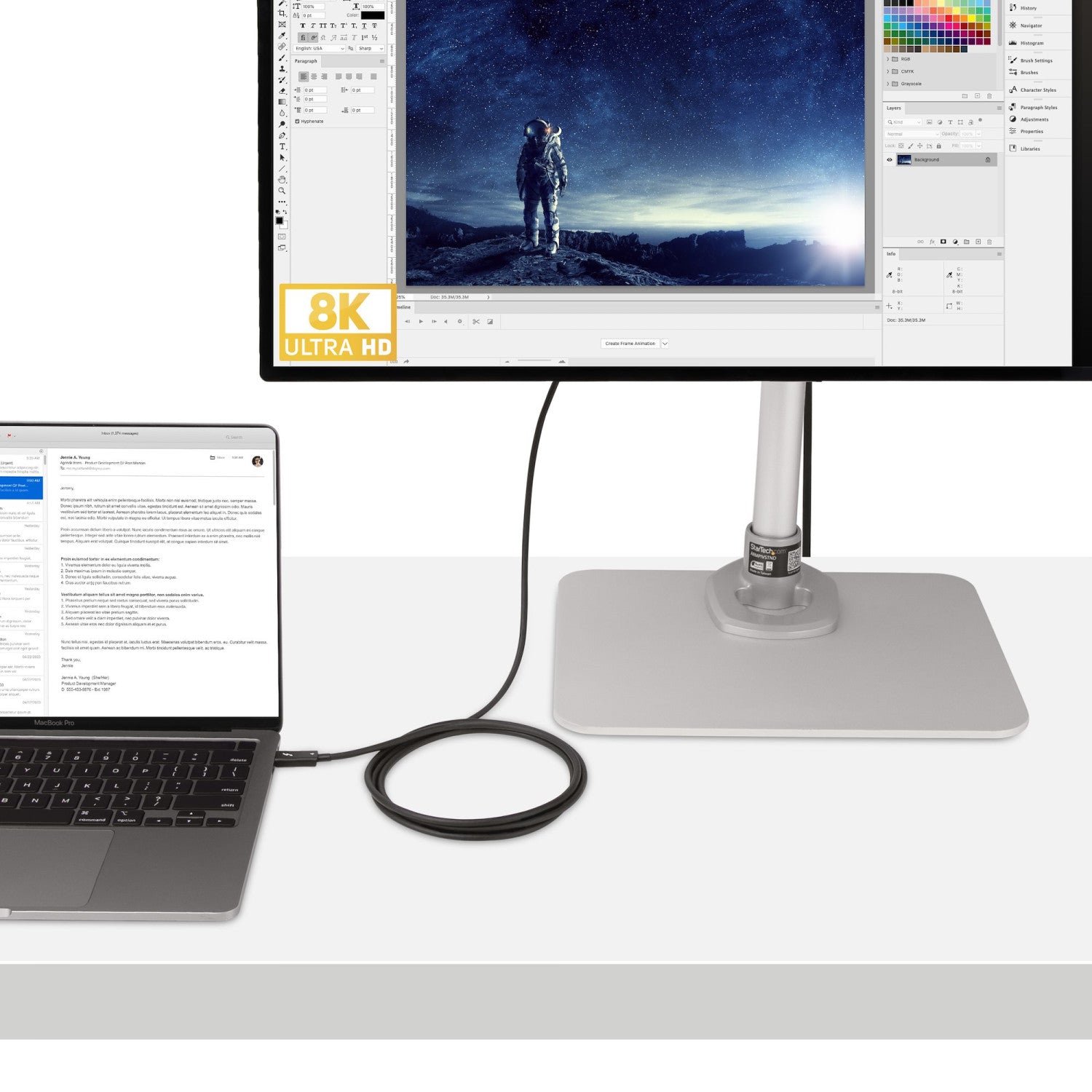 StarTech.com A40G2MB-TB4-CABLE Cavo Thunderbolt 2 m 40 Gbit/s Nero