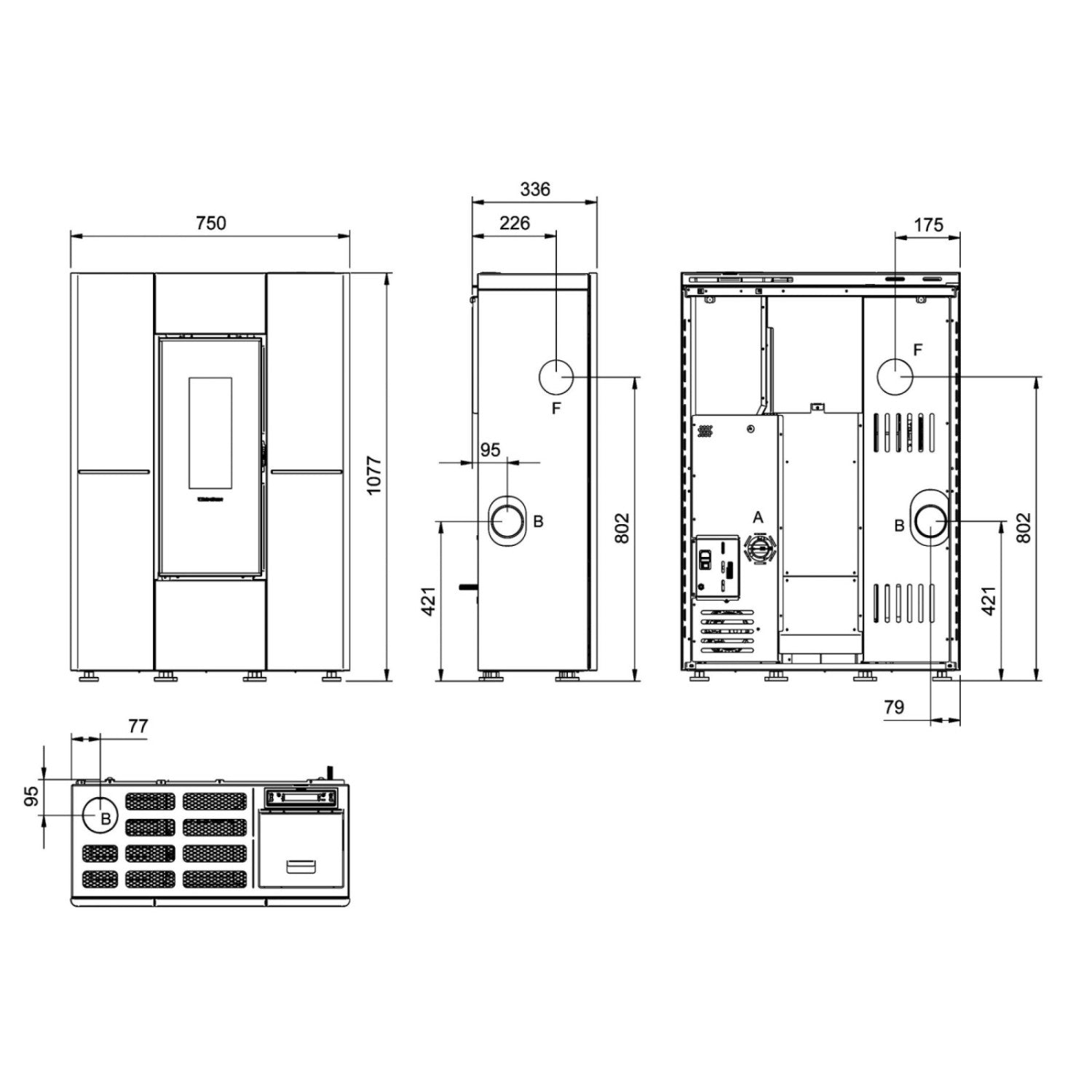 Extraflame Nordica Stufa A Pellet Canalizzata Slim Marilena Plus Crystal 5.0 AD 8 kW 230 m³ Finitura Fumé