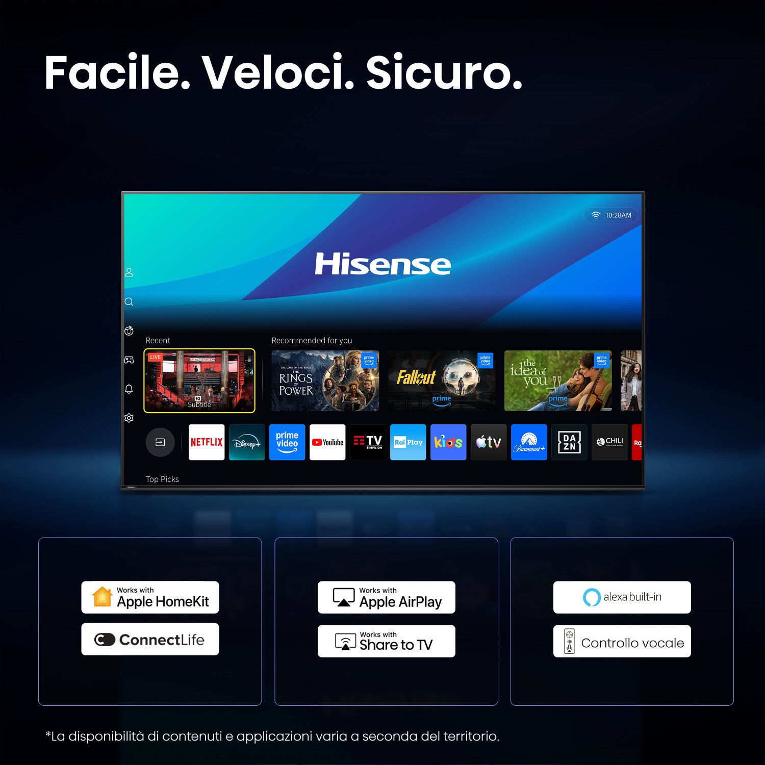 Hisense Smart TV MiniLED 165Hz 65" 4K 65U7S PRO, Schermo Anti-Riflesso, Dolby Atmos 2.1.2 By Devialet, VIDAA OS, Dolby Vision IQ, Native 165Hz Game Mode, 4 HDMI 2.1, Wifi, BT, AirPlay2, lativù 4K