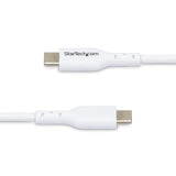 StarTech.com Cavo USB-C bianco da 2m, cavo di ricarica USB 2.0 Tipo-C per laptop, Power Delivery 60W 3A, rivestimento in TPE, cavo di trasferimento dati USB-C, M/M