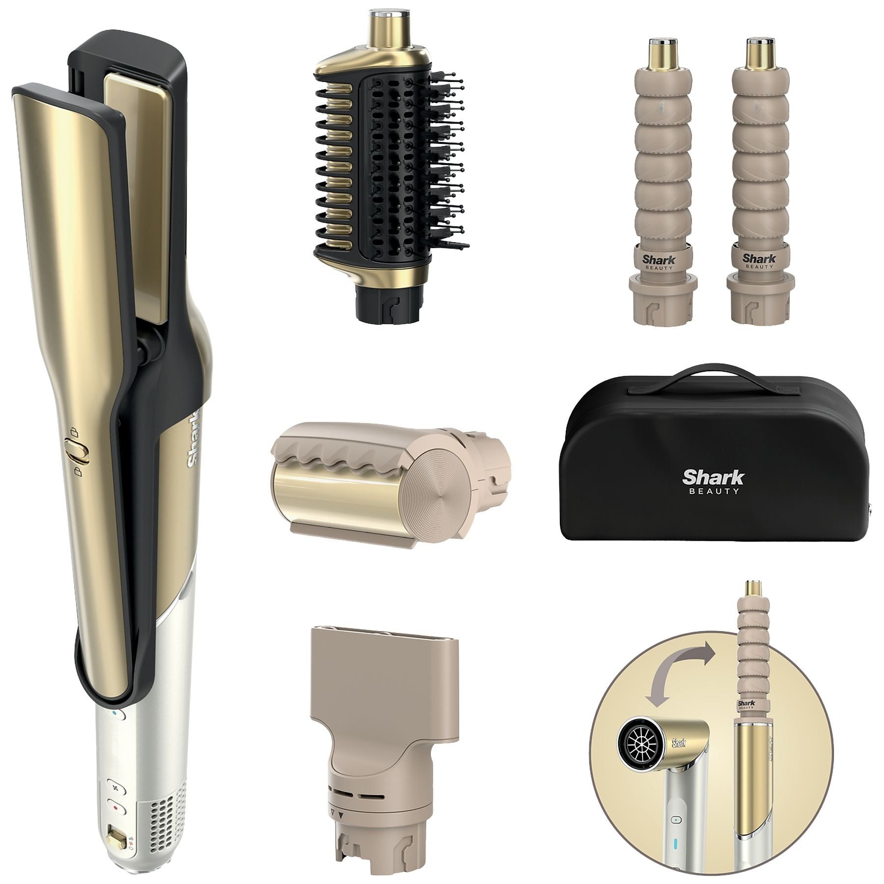 Shark HD6051SEU Glam by Flexstyle Set completo con accessorio Anticrespo 5 in 1 Multistyler