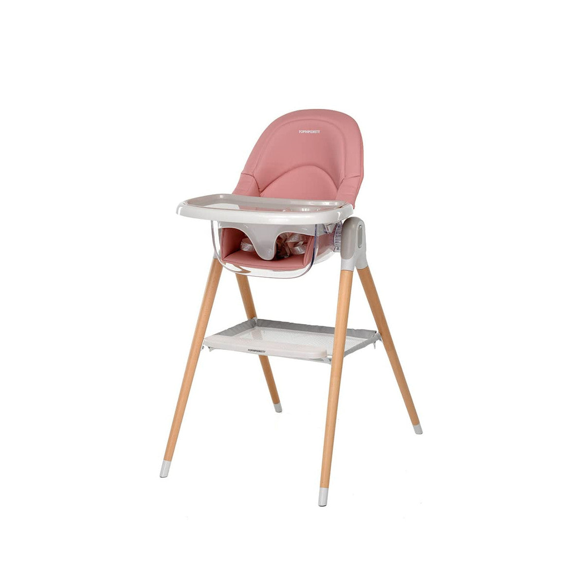 Foppapedretti Cadeira Alta 2 Em 1 Bonito Cadeira de Bebé, 6 Meses - 6 Anos (Máx. 15 Kg), Assento Ergonómico Reclinável, Acolchoamento Removível, Bandeja Dupla, Rosa
