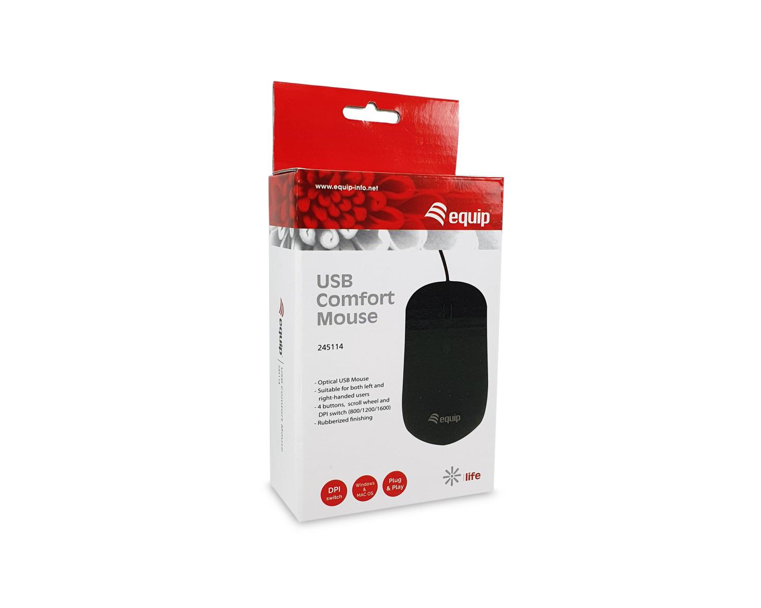Equip 245114 mouse Ambidestro USB tipo A Ottico 1600 DPI