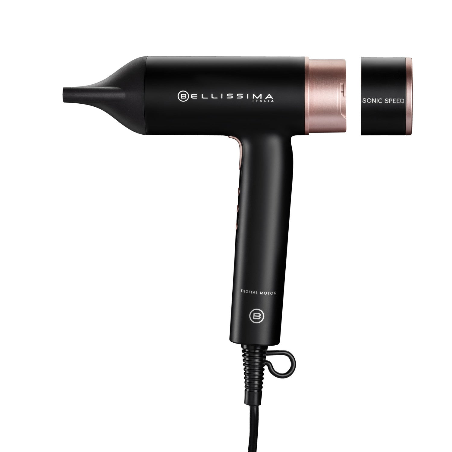 Bellissima Imetec Sonic Speed Asciugacapelli, Motore Digitale ad alta velocità 110.000 giri/min, ultraleggero solo 320 g, con tecnologia Tecnologia Ion Ceramic Hi-Pro, ioni, 3 velocità, 3 temperature, posizione aria fredda, Controllo Digitale del cal...