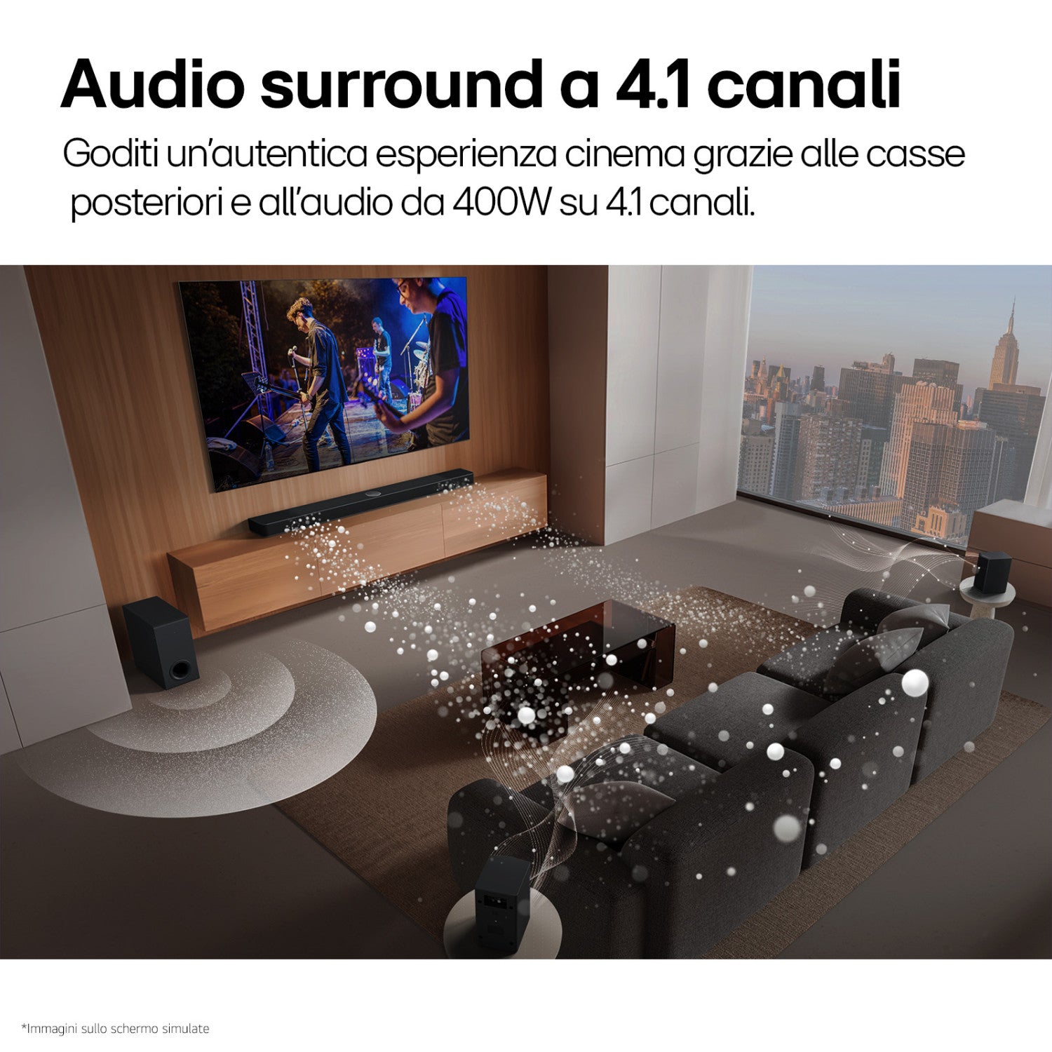 LG Soundbar S40TR, 400W su 4.1 canali, Dolby Digital, DTS, Casse posteriori incluse