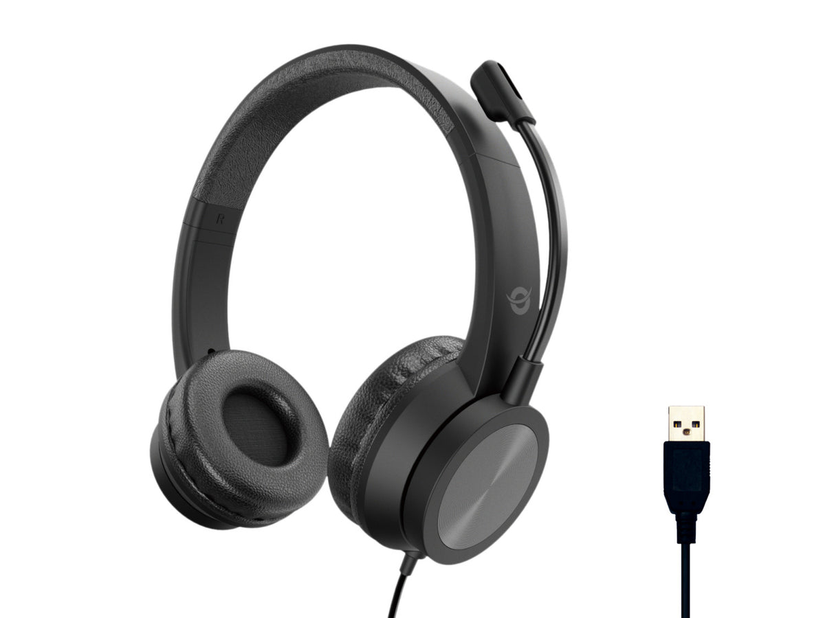 Conceptronic POLONA05B cuffia e auricolare Cablato A Padiglione Musica e Chiamate USB tipo A Nero