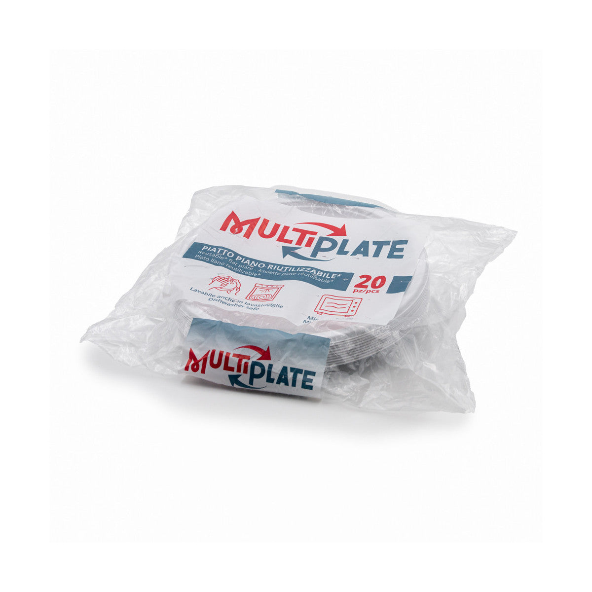 ILIP Piatti Piani Riutilizzabili Bianchi Multiplate - Polipropilene, Ø 220 mm, 20 Pezzi