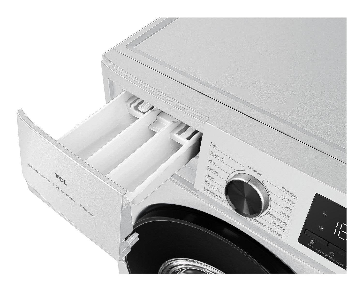 TCL FF0824WA2IT. Lavatrice a Carica Frontale 8 kg – Classe A‑10%, 1400 giri, Motore Digital Inverter e Programmi Steam