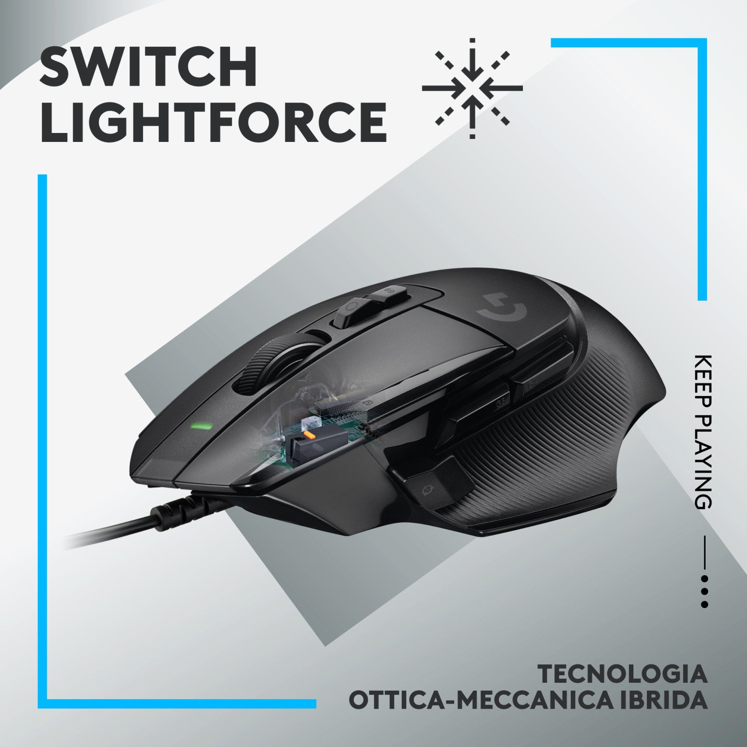 Logitech G G502 X Mouse Mano Destra USB Tipo A Ottico 25600 DPI Nero