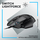 Logitech G G502 X Mouse Mano Destra USB Tipo A Ottico 25600 DPI Nero