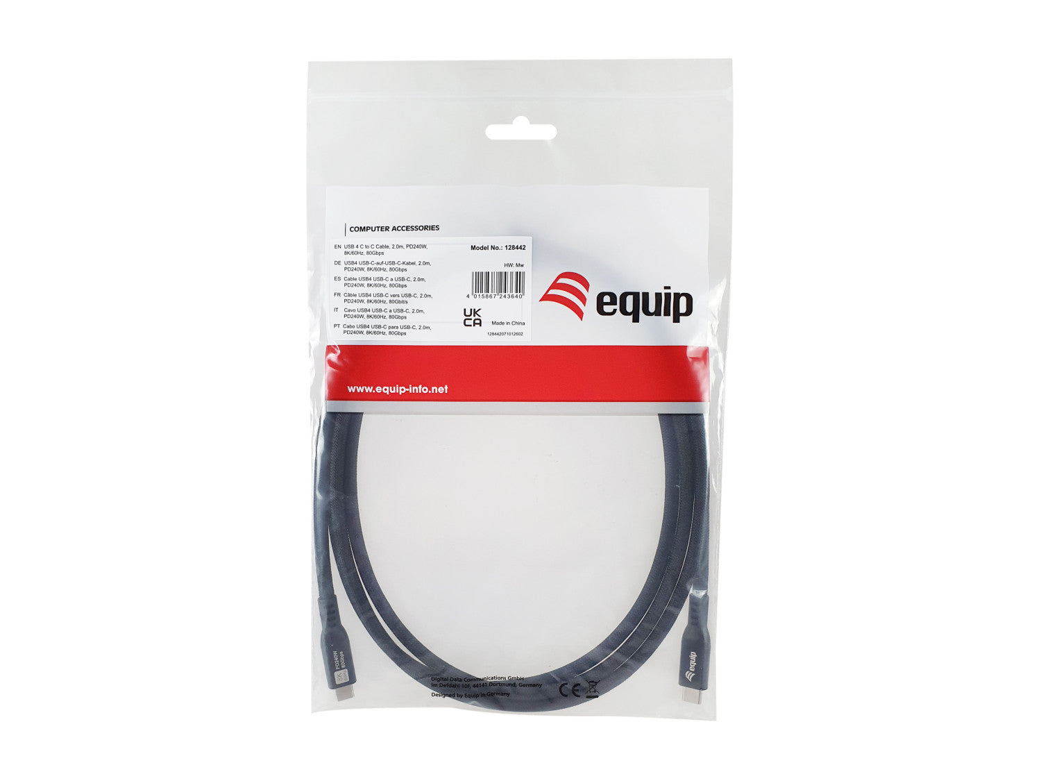 Equip 128442 cavo USB USB4 Gen 4x2 2 m USB C Nero