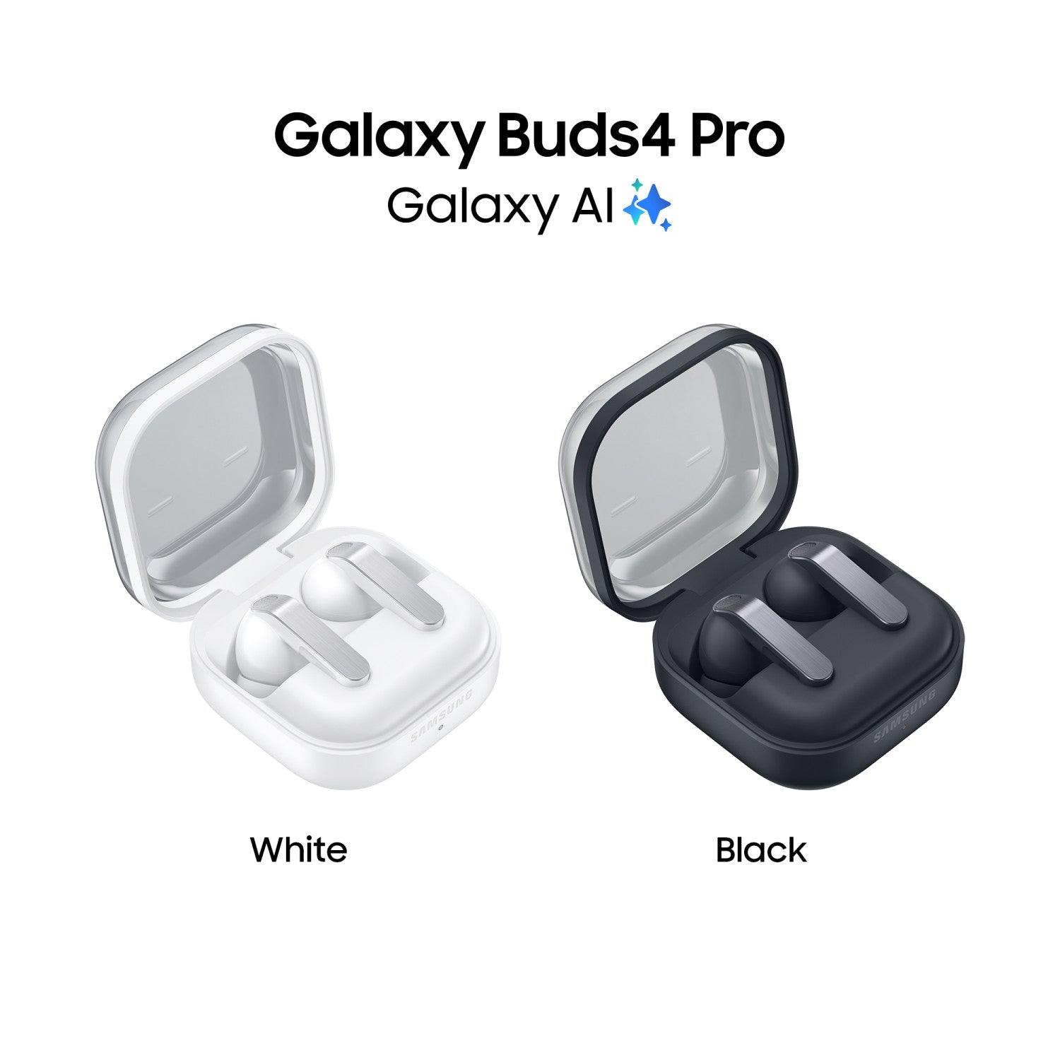 Samsung Galaxy Buds4 Pro, White, Corpo in metallo, Altoparlante a 2 vie e doppio amplificatore, Chiamate cristalline, Audio a 360 , ANC migliorata, Controllo adattivo del rumore, Connessione senza interruzioni e One UI, AI pronto ai comandi vocali