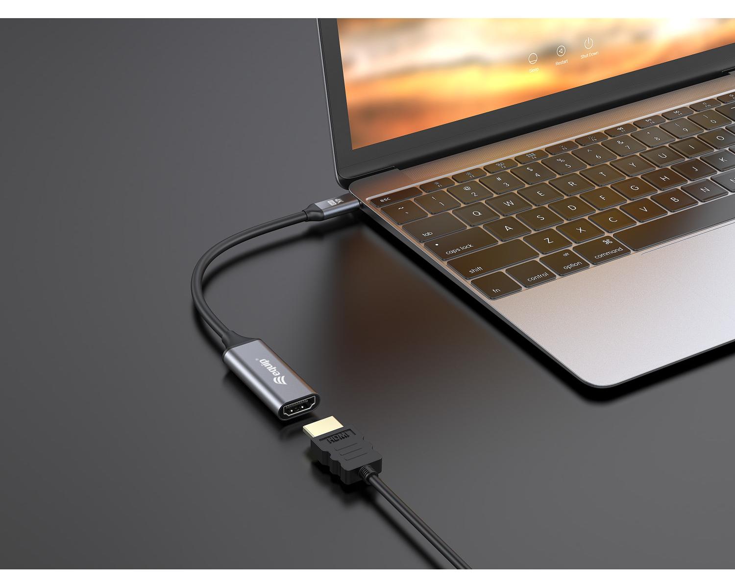 Equip 133491 cavo e adattatore video 0,15 m USB tipo-C HDMI Nero, Grigio