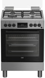Beko Cucina Forno Elettrico Ventilato con Grill Elettrico e Timer, coperchio in vetro, ventilazione tangenziale, Classe A, Display LED XL, Piedini, Inox