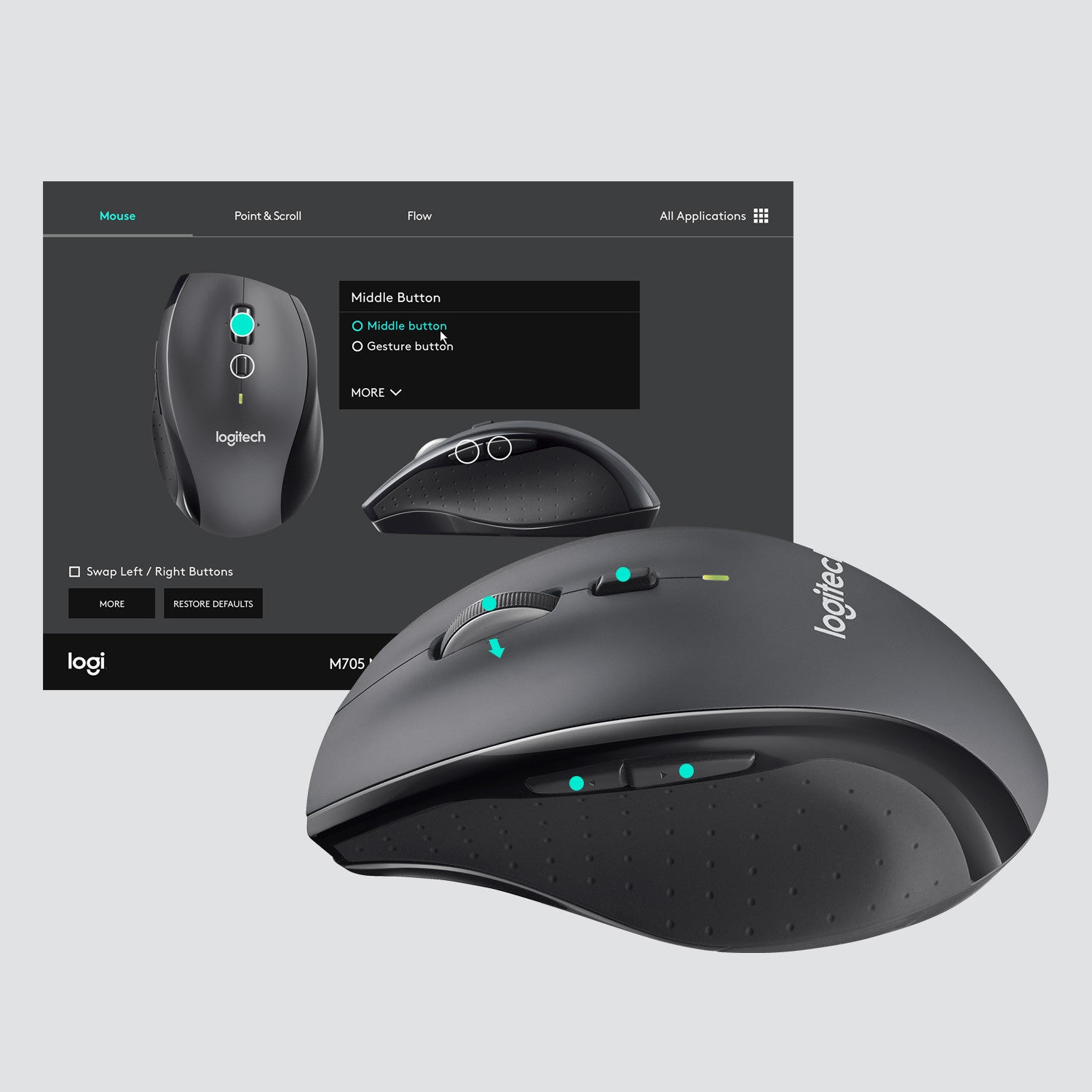 Logitech M705 Mouse Wireless Silver