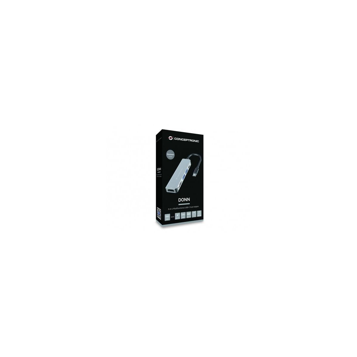Conceptronic DONN02G replicatore di porte e docking station per laptop USB 3.2 Gen 1 (3.1 Gen 1) Type-C Alluminio