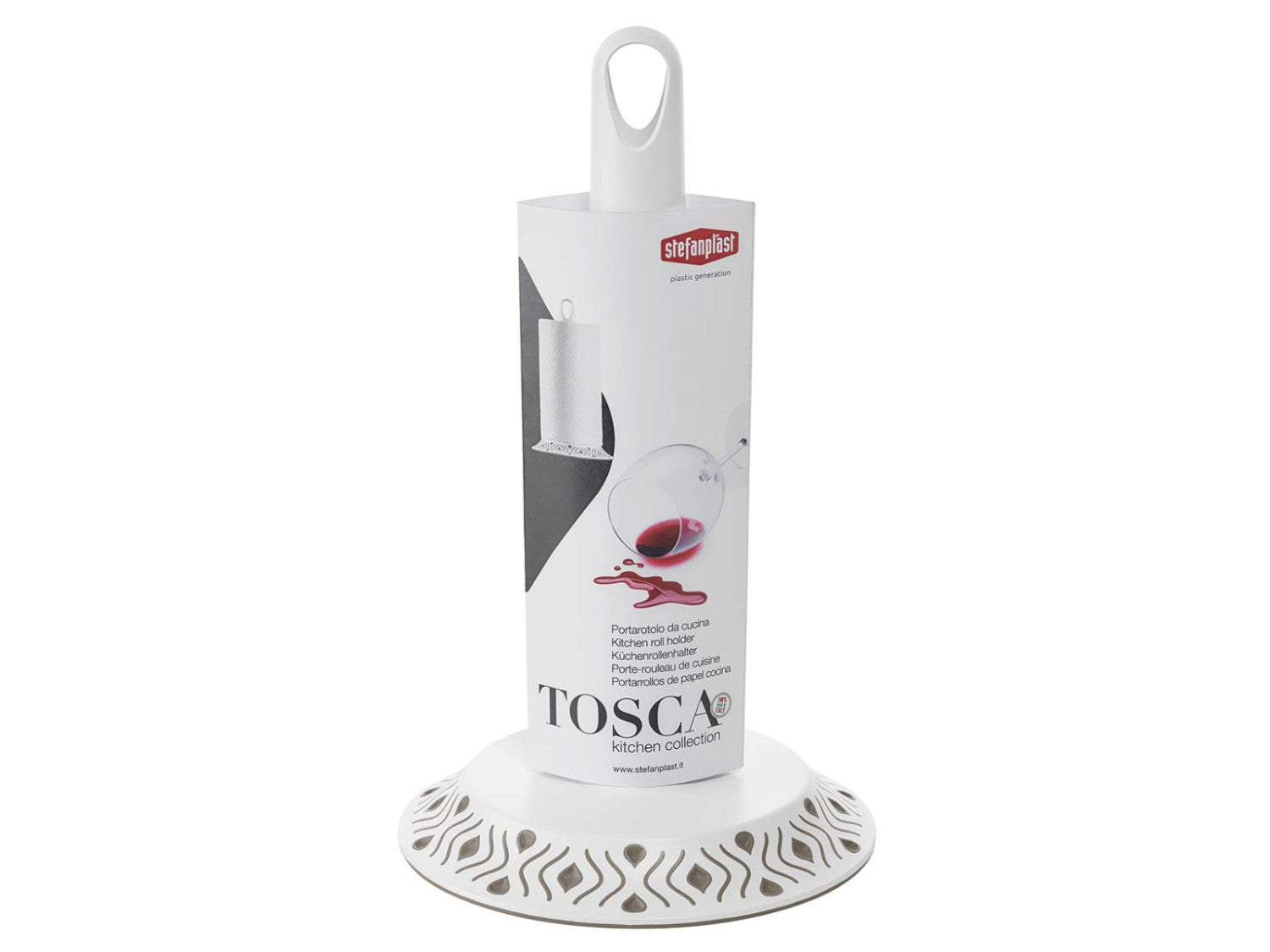 Stefanplast Portarotolo Da Cucina Tosca Bianco/Tortora Ø 17 Cm