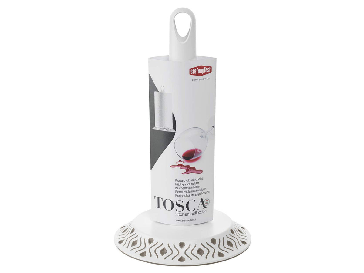 Stefanplast Portarotolo Da Cucina Tosca Bianco/Tortora Ø 17 Cm
