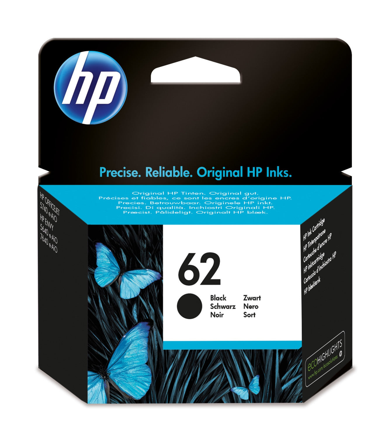 HP 62 Black Original Ink Cartridge Cartuccia d'Inchiostro 1 pz Resa Standard