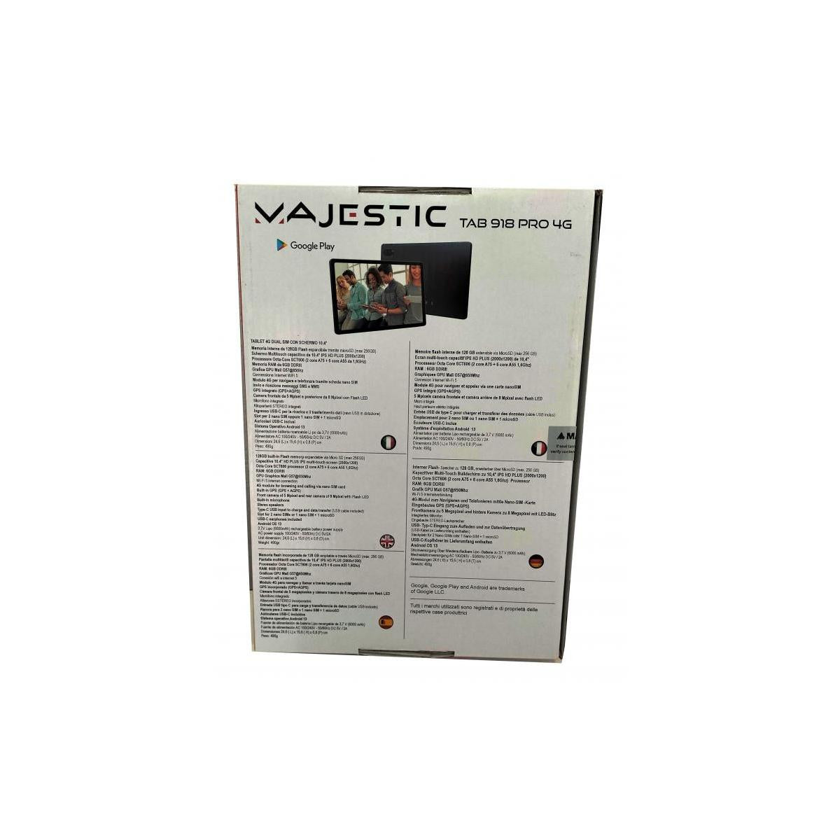New Majestic Tab 918 Pro 4G Tablet 128 GB 10.4 Pollici 6 GB Wi-Fi 5 Android 13 Nero