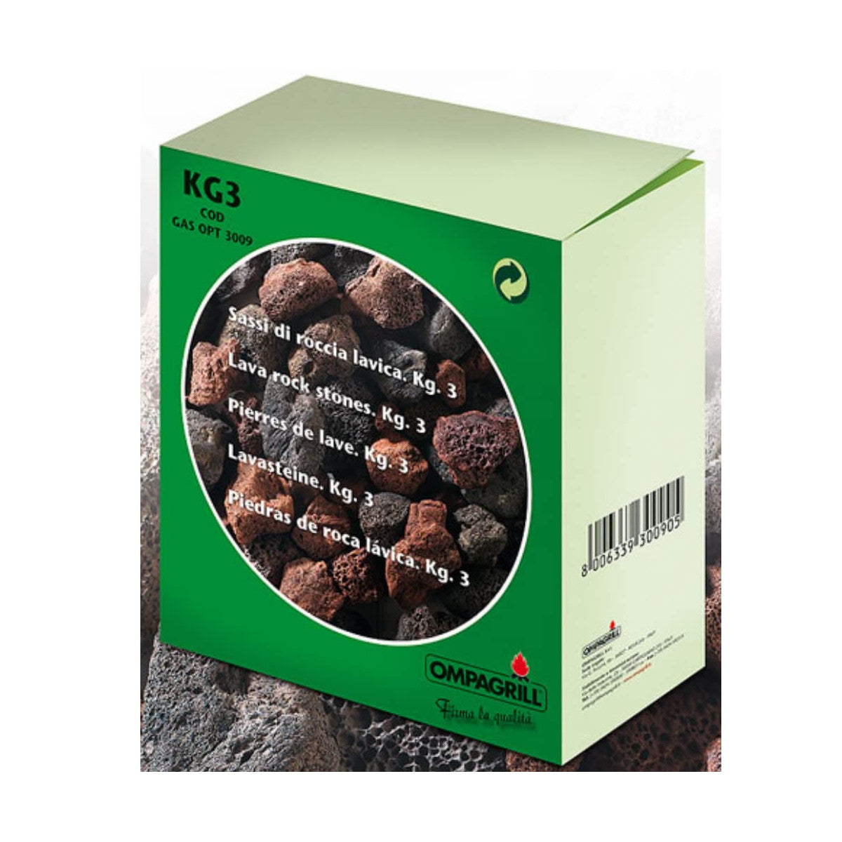 Ompagrill Sassi in Roccia Lavica per Barbecue a Gas, 3 kg