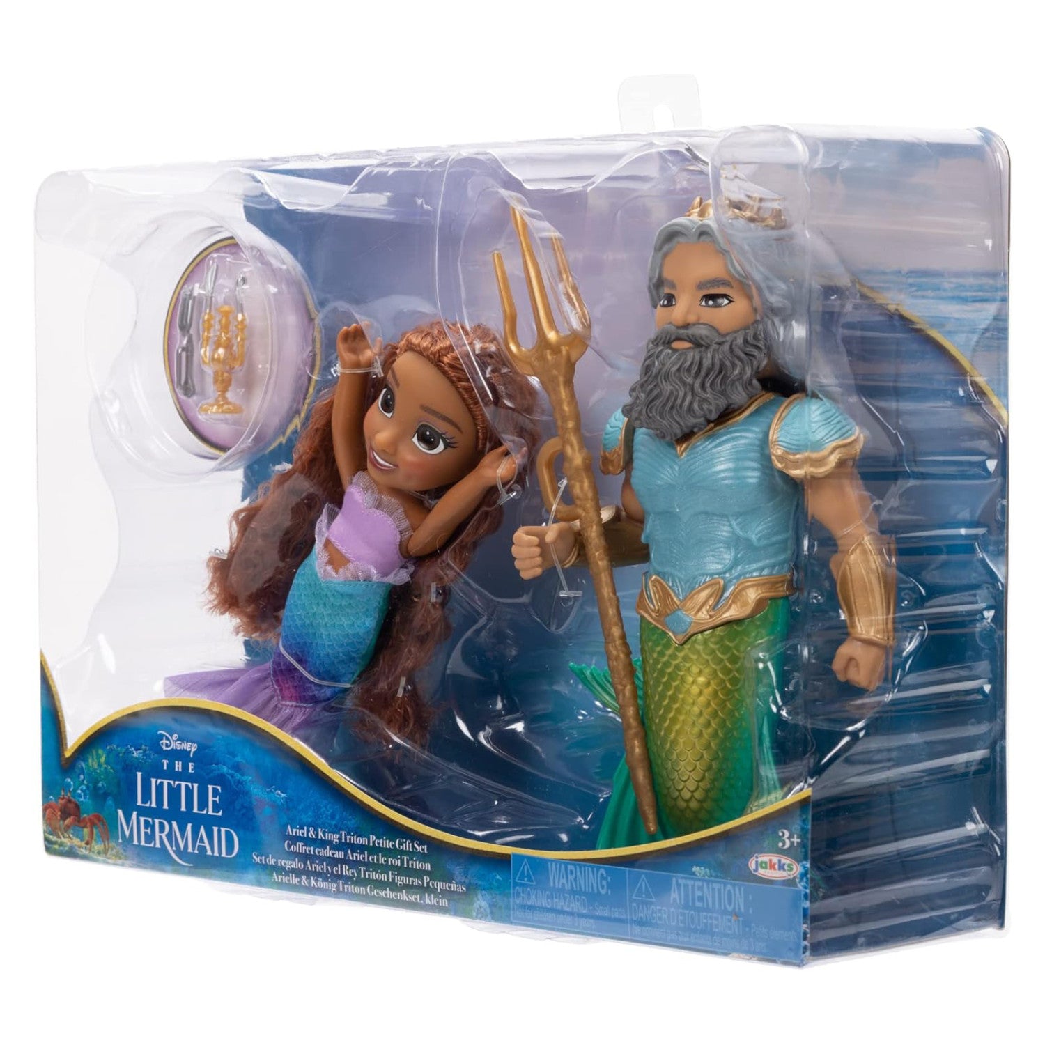 Jakks Pacific Bambola Mermaid la Sirenetta Ariel e Tritone 15 cm