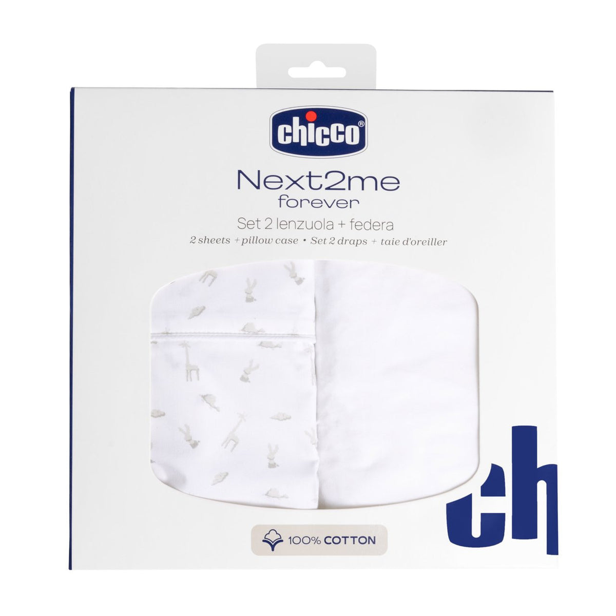 Chicco Set Lenzuola In Cotone Per Next2Me Forever 2 Pz E Federa - Cloud