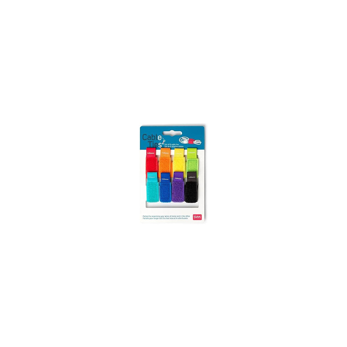 Legami Set Di 8 Fascette Stringicavo Cable Ties In Velcro Colorato