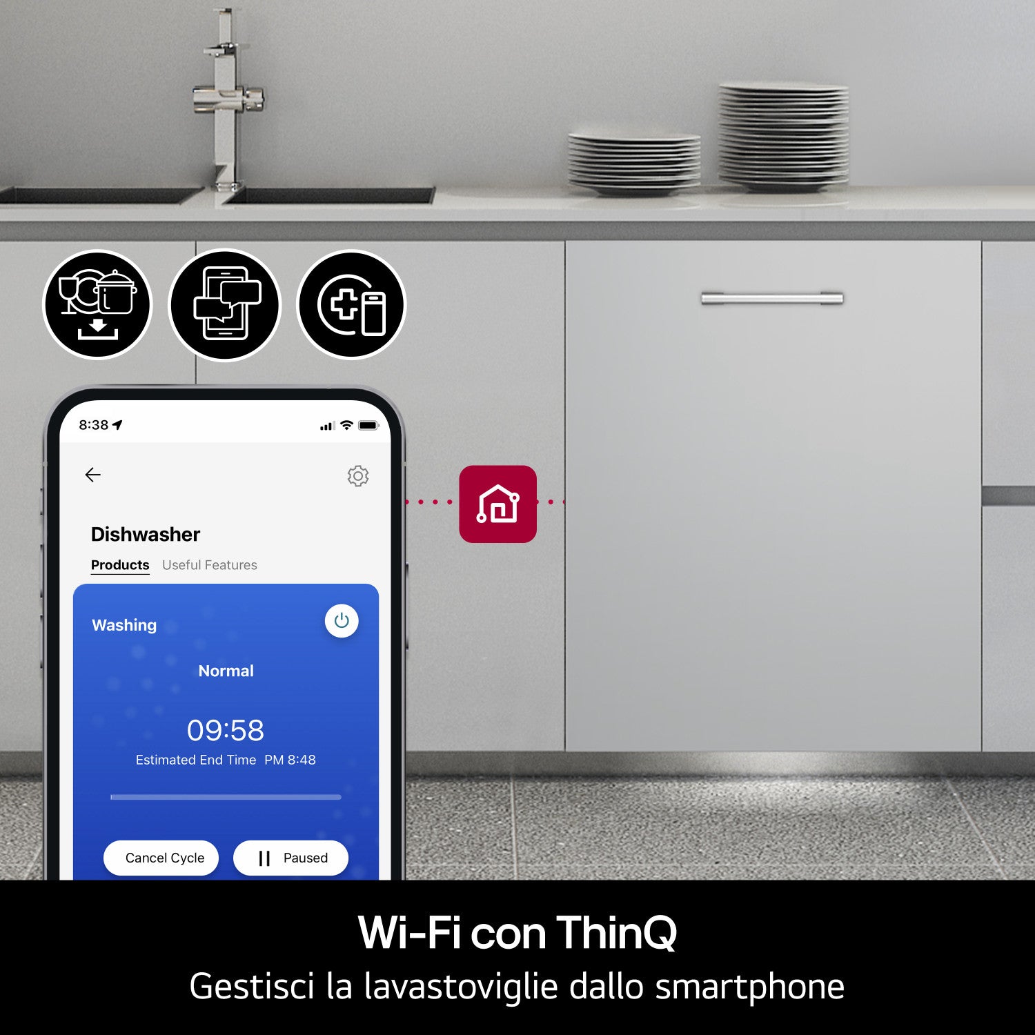 LG QuadWash DB375TXSW Lavastoviglie a scomparsa totale Classe A 14 coperti Vapore Wi-Fi