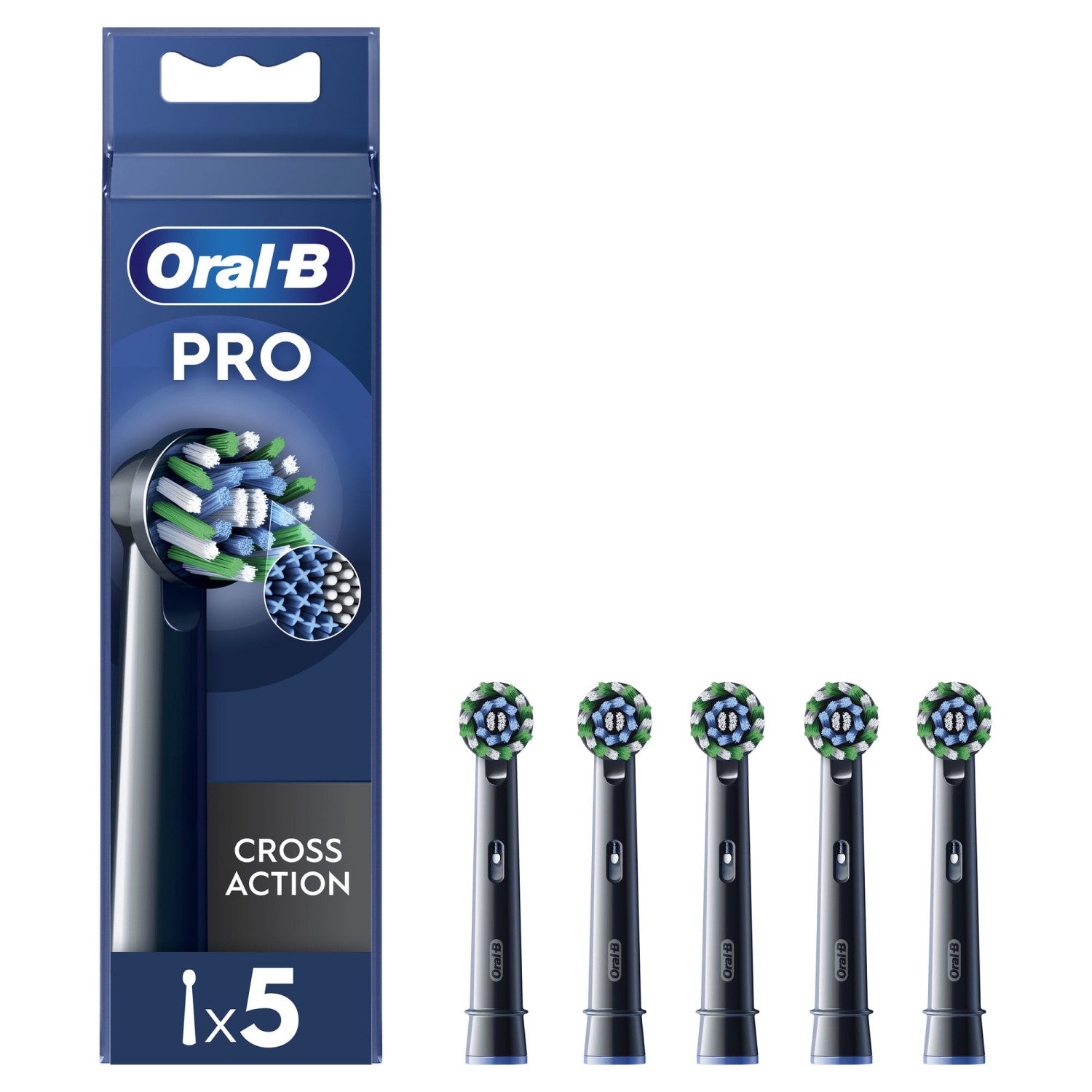 Oral-B Pro Cross Action 5 pz Testine di ricambio Nero