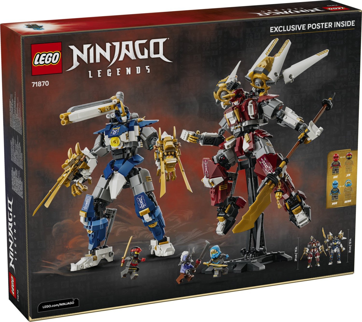 LEGO Ninjago 71870 Mech Titanici Gemelli, Set da Costruzione con 2 Action Figure e 3 Minifigure, 1707 Pezzi, per 12 Anni