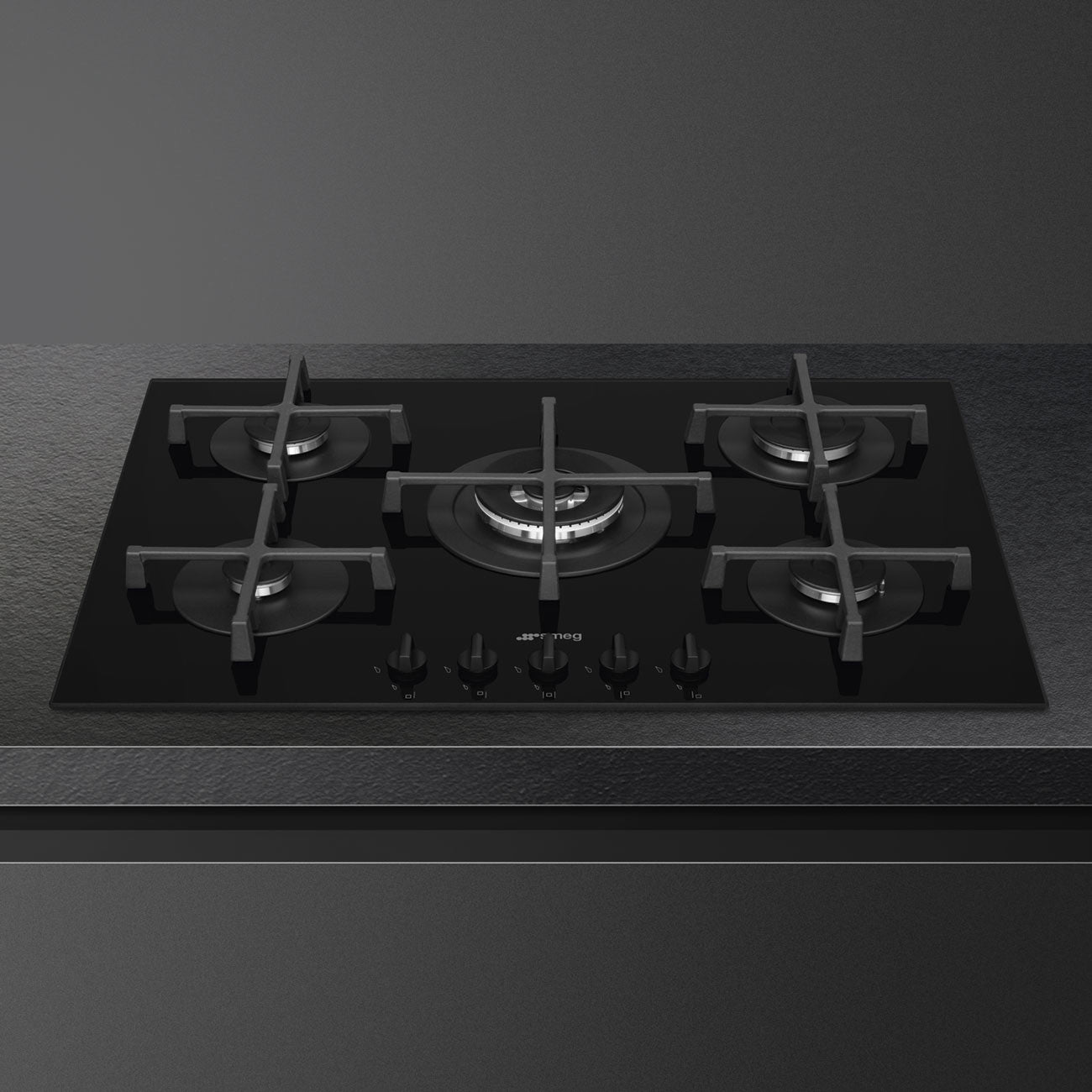 Smeg Cucina PV275B Piano Cottura Superficie Piana 72 cm Gas 5 Fornelli Nero