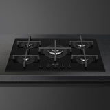 Smeg Cucina PV275B Piano Cottura Superficie Piana 72 cm Gas 5 Fornelli Nero
