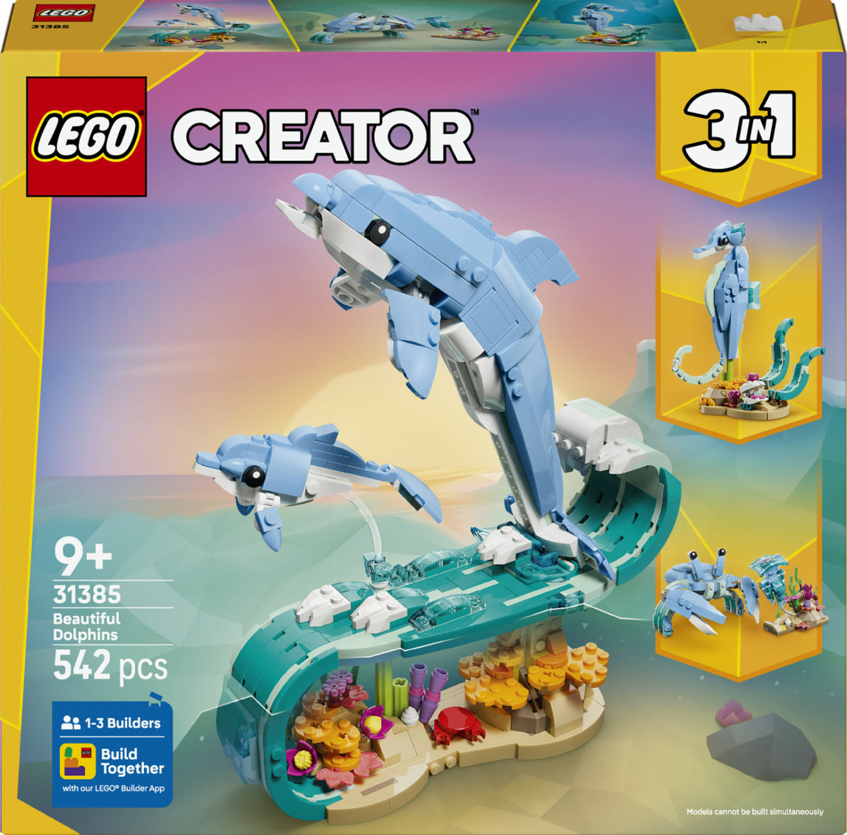 LEGO Creator 3 in 1 Animali Marini Delfini 31385 Set da Costruzione 542 Pezzi 9 Anni