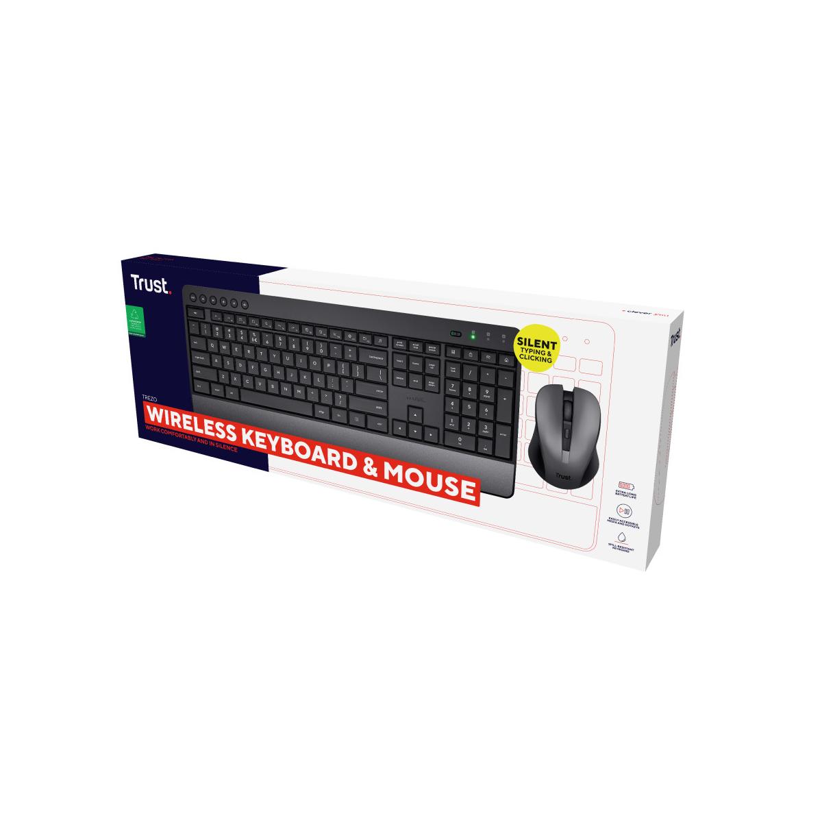 Trust Trezo 24530TRS Tastiera Mouse Incluso RF Wireless QWERTY Italiano Nero