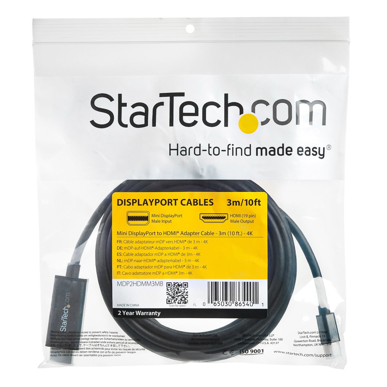 StarTech.com MDP2HDMM3MB cavo e adattatore video Nero