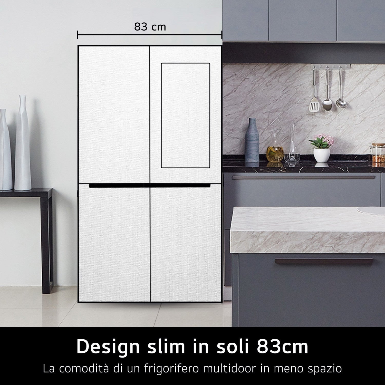 LG InstaView GMV860EPDE Frigorifero Multidoor Slim Classe E 530L WiFi Linear Cooling Essence Matte Black