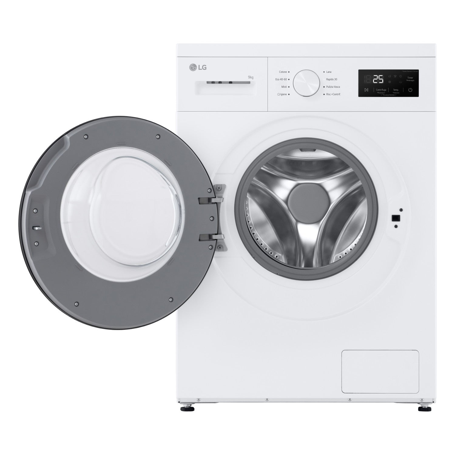 LG F4NA1009NWK Lavatrice 9kg, Classe A, 1400 giri, Programma igiene con vapore, Top rimovibile, White