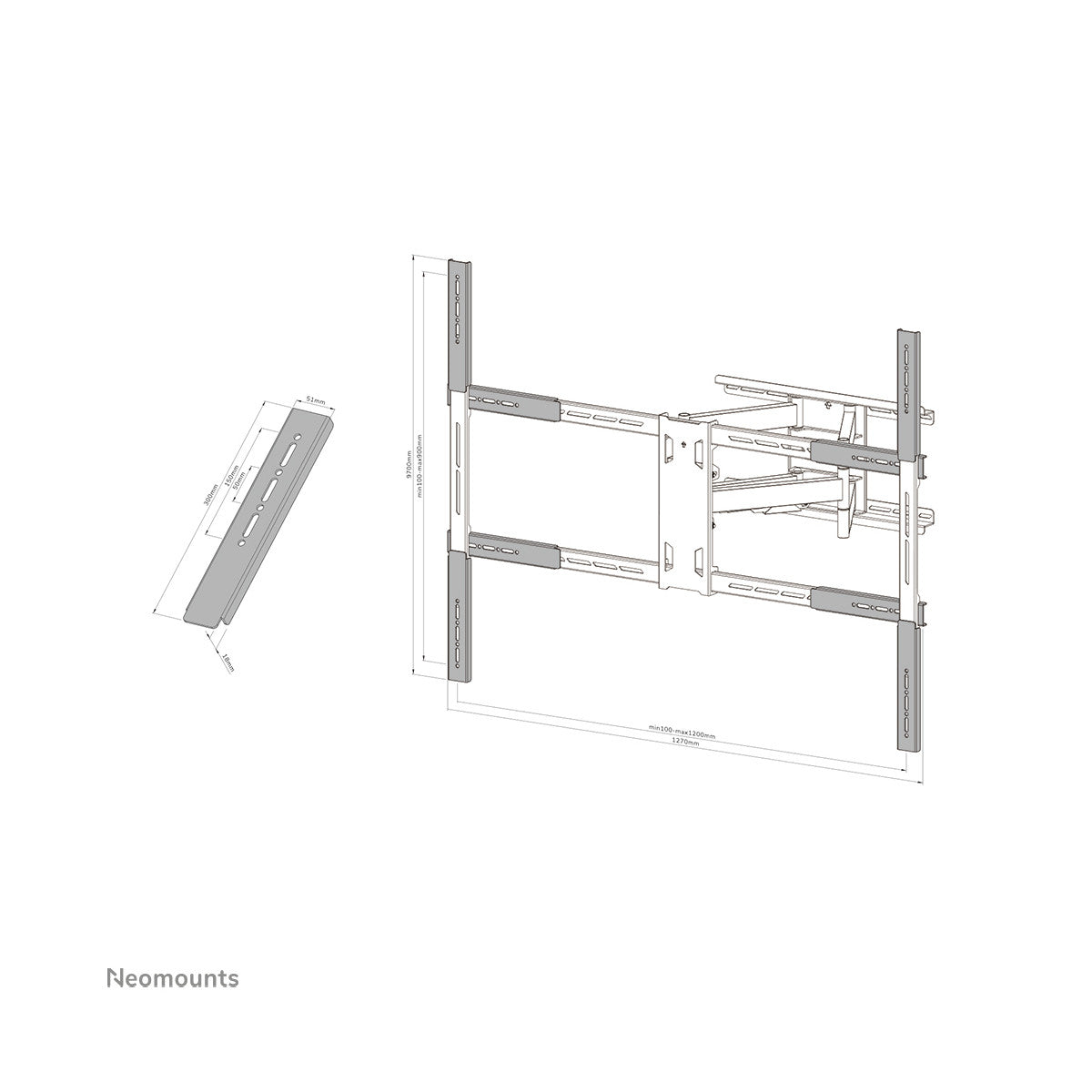 Neomounts AWLS-950BL1 Kit estensione VESA 55-110" - max 125 kg