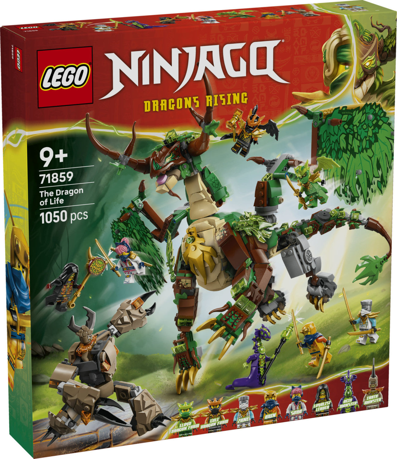 LEGO Ninjago Drago Della Vita 71859 - Action Figure Drago Verde, Mini Mech, 8 Minifigure, 1050 Pezzi, 8 Anni