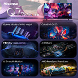 Hisense Smart TV QLED 144Hz 85pollici 4K 85Q7S PRO, Audio Dolby Atmos, VIDAA OS con 1000 APP, Dolby Vision IQ, HDR 10 , Native 144Hz Game Mode, AirPlay2, Alexa Built-in, lativù 4K