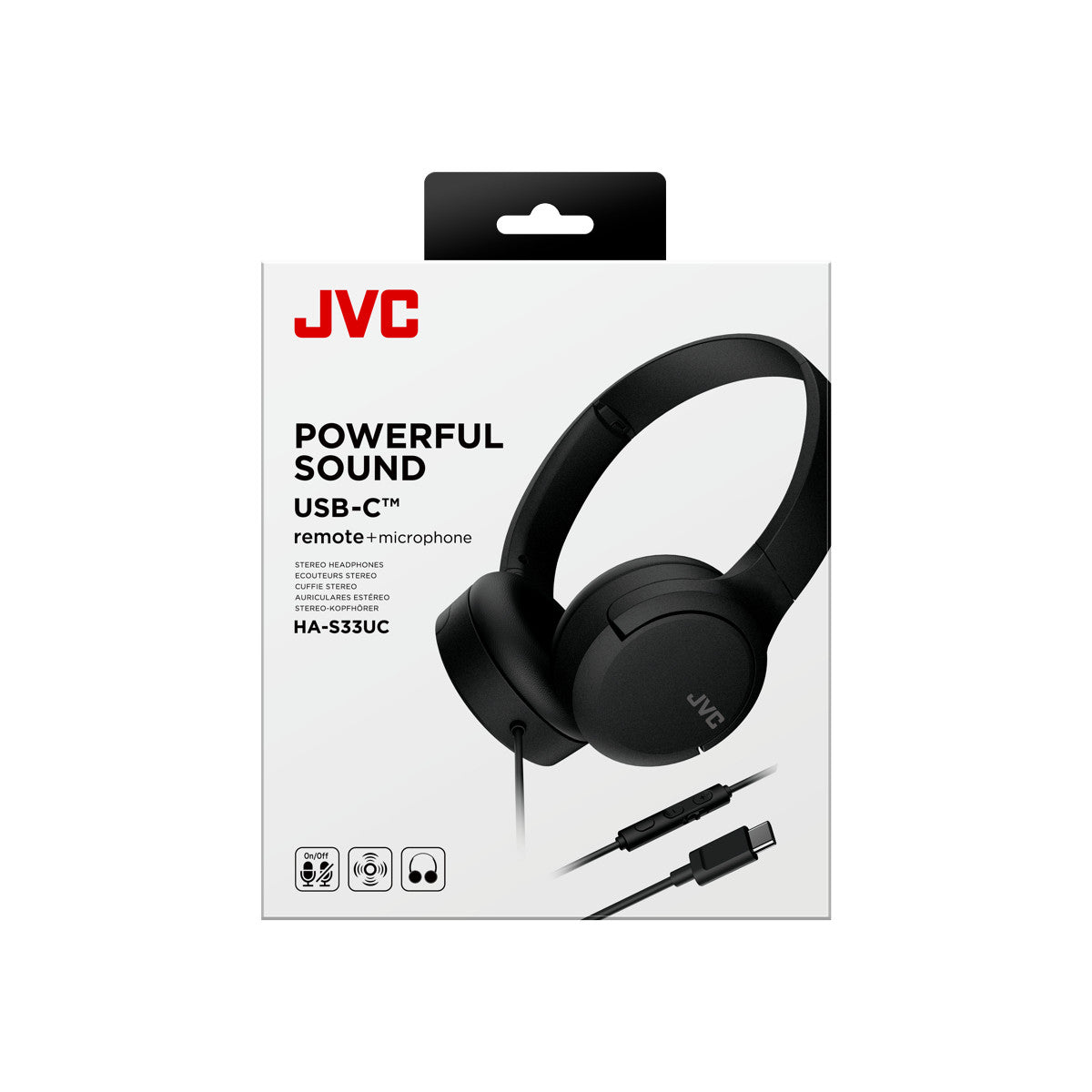 JVC HA-S33UC Auricolare Cablato A Padiglione Musica e Chiamate USB tipo-C Nero