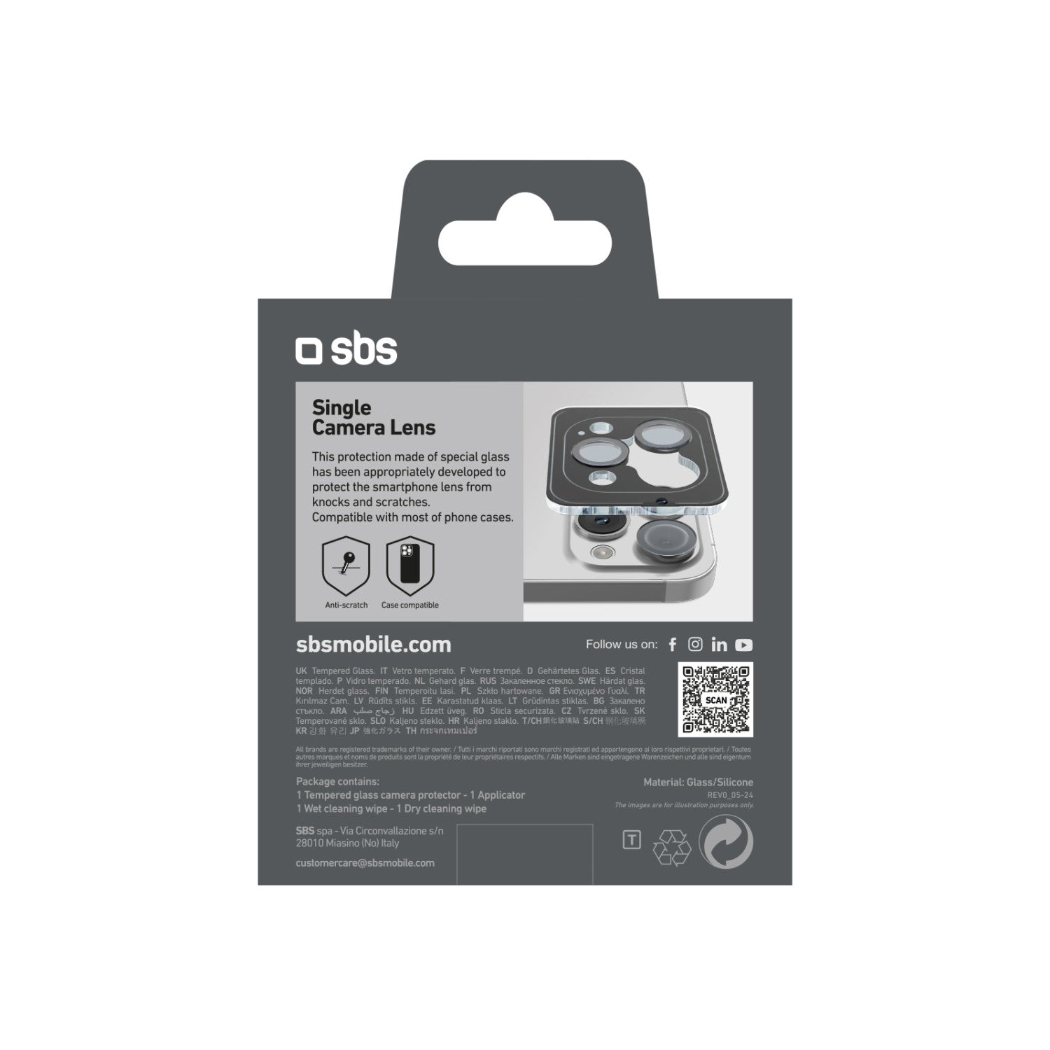 SBS TESINCAMGLIP16PK protezione per lo schermo e il retro dei telefoni cellulari Protezione per obiettivo della fotocamera Apple 1 pz